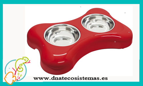 comedero-perro-acero-doble-rojo-bone-25cm-tienda-perros-online-accesorios-perro-juguetes