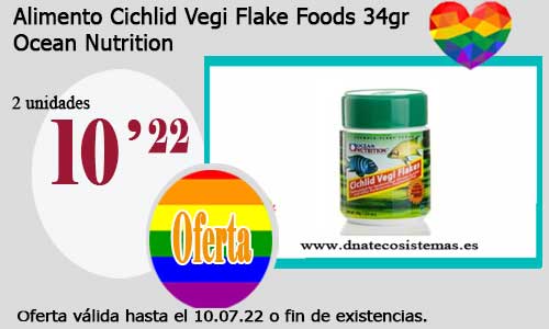 .Alimento Cichlid Vegi Flake Foods  34gr